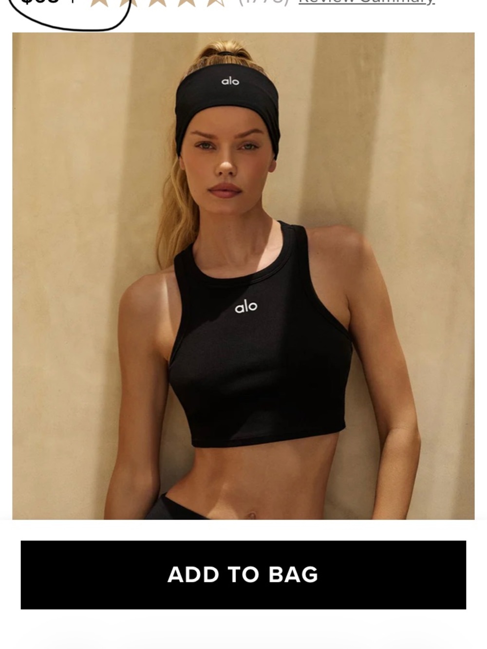 ALO Yoga Black/Pink Cropped Tank